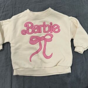 Zara Cream Sweatshirt with Pink Barbie Logo